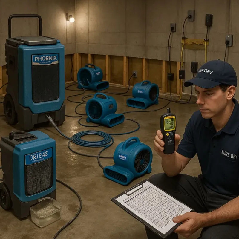 Structural Drying and Dehumidification process in Bellwood, PA